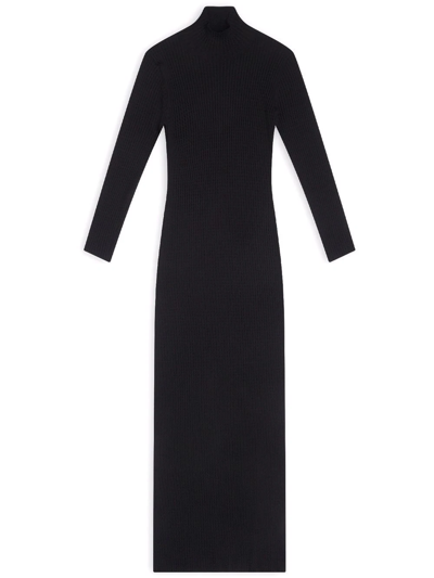 Balenciaga Textured Mock-neck Dress In Black