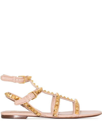 Valentino Garavani Rockstud No Limit Caged Sandals In Pink