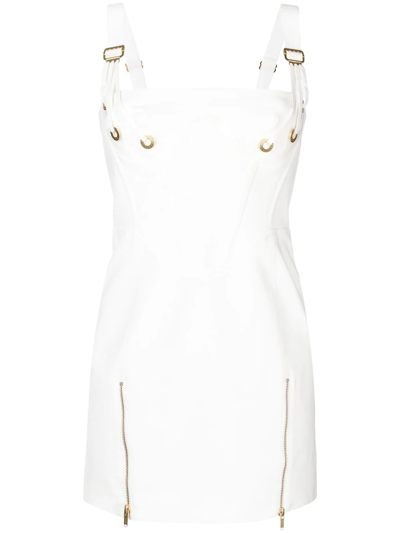 Dion Lee Lace-up Stretch-cotton Blend Mini Dress In White