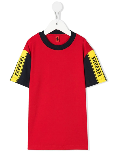 Ferrari Logo-print Recycled Polyester T-shirt In Rot