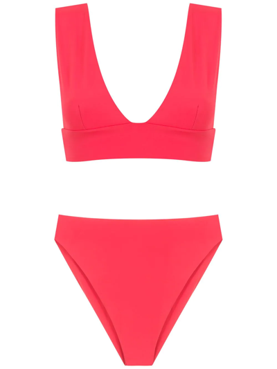 Isolda Vermelho High-waisted Bikini Set In Red