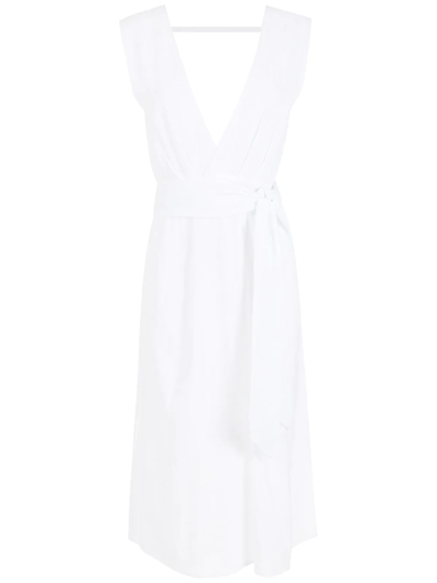 Isolda V-back Cotton Dress In White