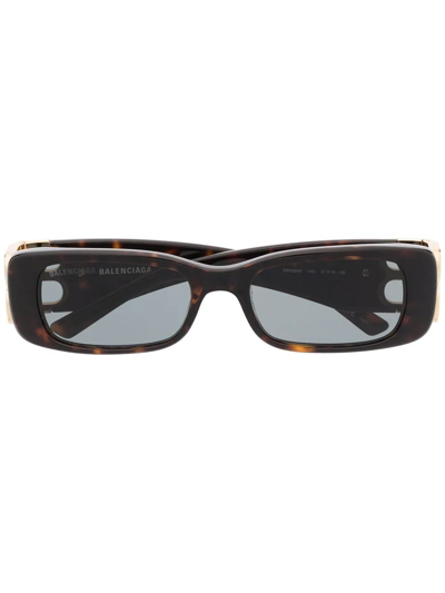 Balenciaga Dynasty Rectangle-frame Sunglasses In Brown