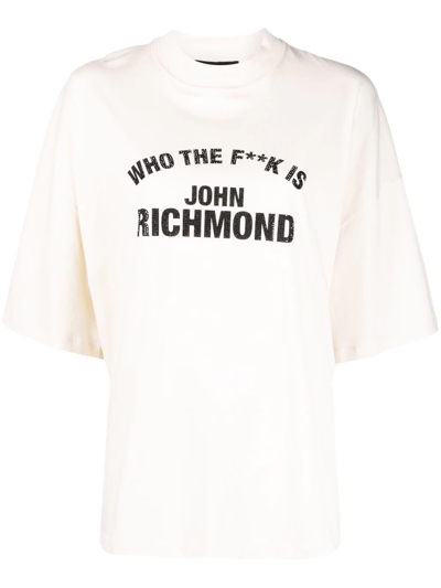 John Richmond Logo-print Cotton T-shirt In Nude