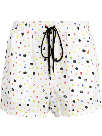 Christopher Kane Neon Dash-print Drawstring Shorts In White