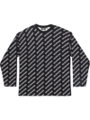 Balenciaga All Over Logo Cotton Blend Knit Sweater In Black White