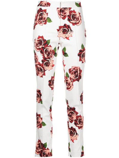 Adam Lippes Rose Twill Ankle Cigarette Pants In White