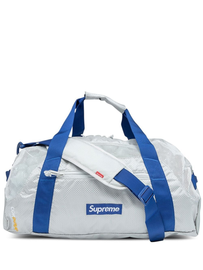 Supreme Logo-patch Duffle Bag In Grey