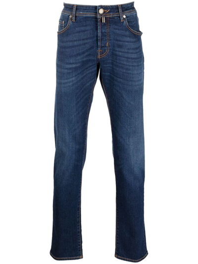 Jacob Cohen Cropped Slim Fit Scott 5 Pockets Pants In Blue