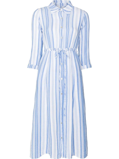 Honorine Victoria Striped Cotton Shirt Dress In Blue