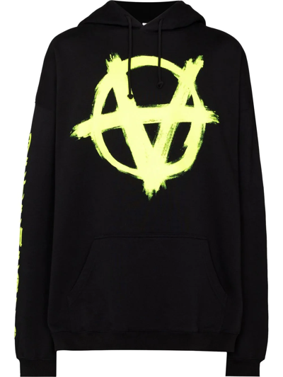 Vetements Double Anarchy Logo连帽衫 In Black