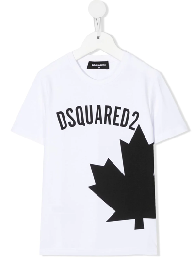 Dsquared2 Kids' Logo-print Detail T-shirt In Weiss