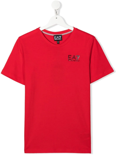 Emporio Armani Teen Logo-print T-shirt In Red