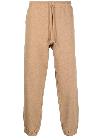 Paccbet Embroidered-logo Cotton Track Pants In Neutrals