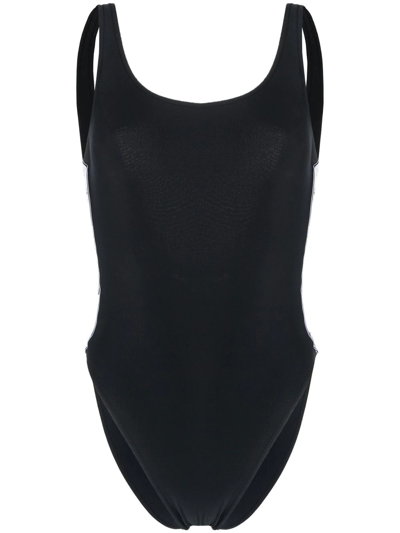 Chiara Ferragni Side Logo-print Detail Swimsuit In Black