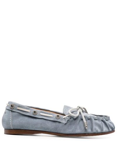 Sartore Suede Almond-toe Loafers In Carta Da Zucchero