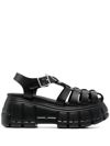 Miu Miu Logo-embossed Chunky Caged Sandals In Nero