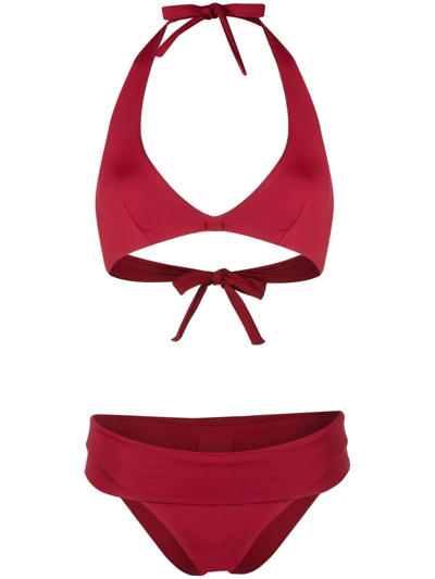 Fisico Triangle Halterneck Bikini In Rot