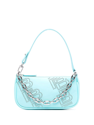 By Far Mini Rachel Stud-embellished Bag In Denim (light Blue)