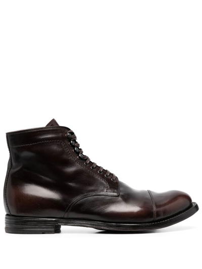 Officine Creative Lace-up Leather Ankle Boots In Black