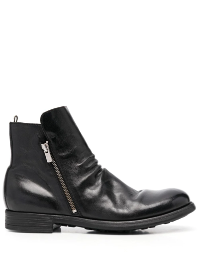 Officine Creative Leather Ankle Boots In Black