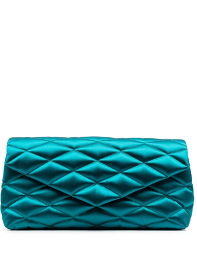 Saint Laurent Sade Puffer Quilted Clutch Bag In Blue