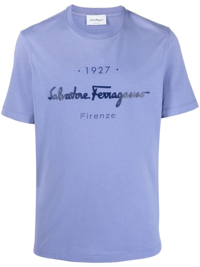 Ferragamo Logo-print Short-sleeve T-shirt In Blue
