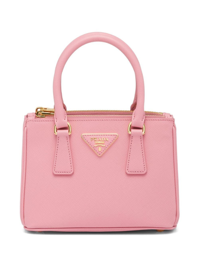 Prada Logo Plaque Tote Bag In Pink