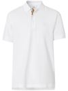 Burberry Check Trim Cotton Polo Shirt In White