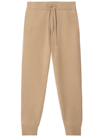 Burberry Logo-embroidered Track Trousers In Nude