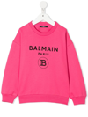 Balmain Logo-print Crew-neck Sweatshirt In Rosa