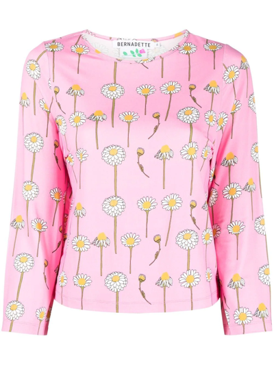 Bernadette Daisy-print Round-neck T-shirt In Pink