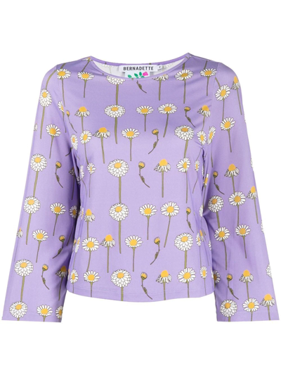 Bernadette Daisy-print Round-neck T-shirt In Purple