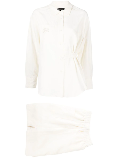 Tout A Coup Logo-embroidered Shirt & Shorts Set In Weiss