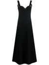 Jil Sander Bouclé-knit Cotton-blend Maxi Dress In Schwarz