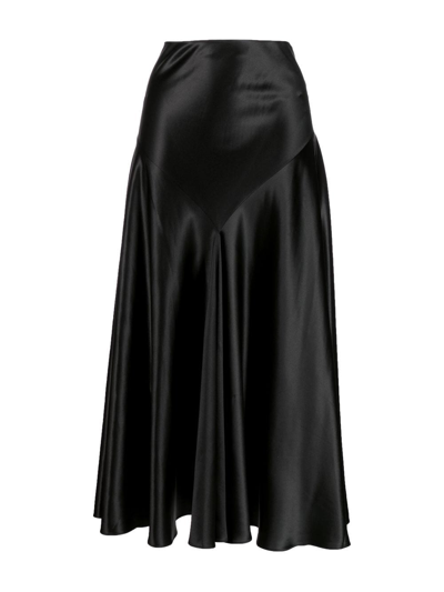 Co A-line Silk-satin Midi Skirt In Black