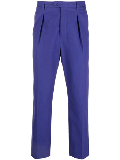 Saint Laurent High-waisted Tailored Cropped Trousers In Blue