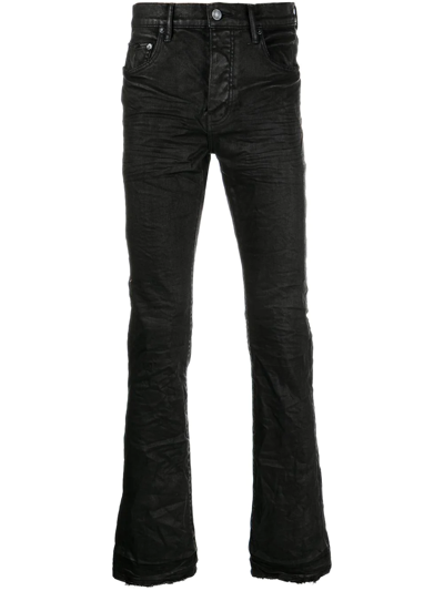 Purple Brand Coated-finish Bootcut Jeans In Black Coated