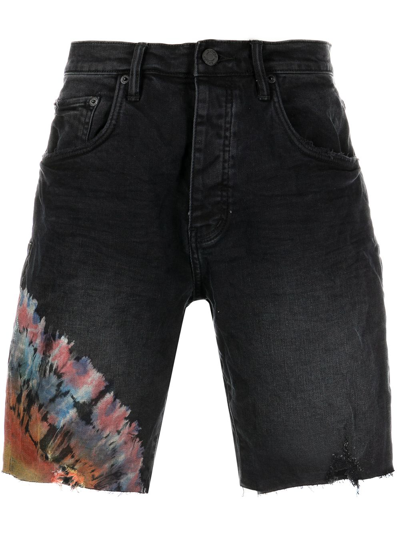 Purple Brand Rainbow Tie-dye Denim Shorts In Schwarz