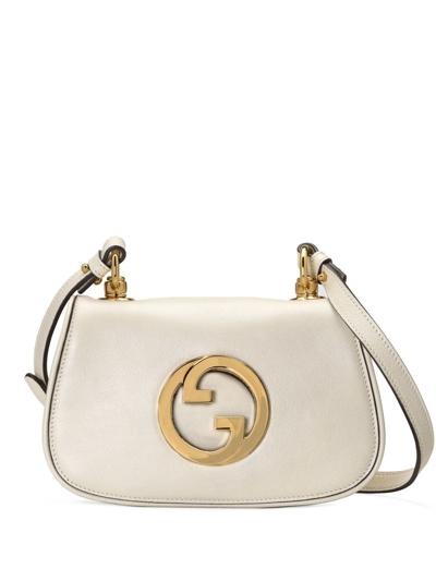 Gucci Blondie Leather Shoulder Bag In White