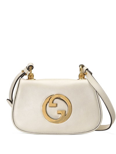 Gucci Blondie Leather Shoulder Bag In White And Orange