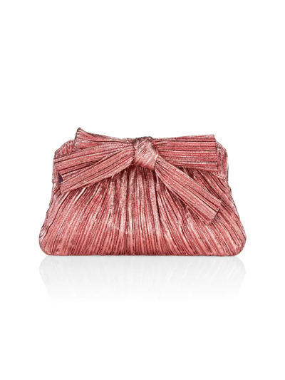 Loeffler Randall Women's Rayne Knotted Lamé Satin Clutch In Metallic Rose