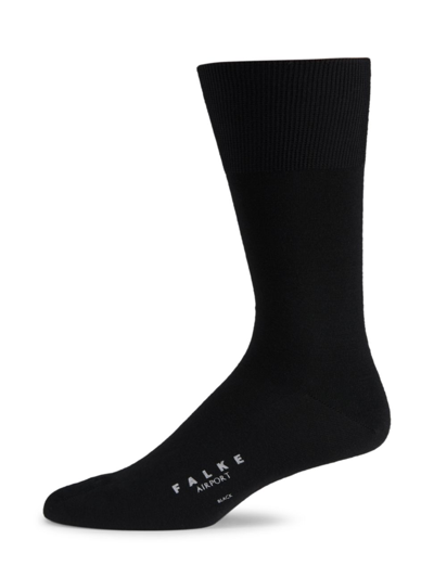 Falke Men's Airport Virgin Wool Socks, Pack Of 3 In Black