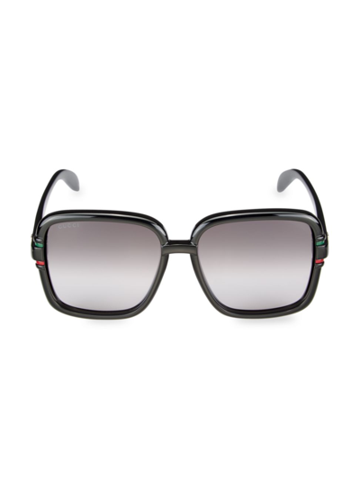 Gucci Wrong Web 59mm Butterfly Sunglasses In Shiny Black
