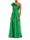 Mac Duggal One-shoulder Gown In Emerald Green