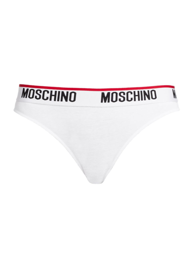 Moschino Logo腰边三角裤两件组 In White