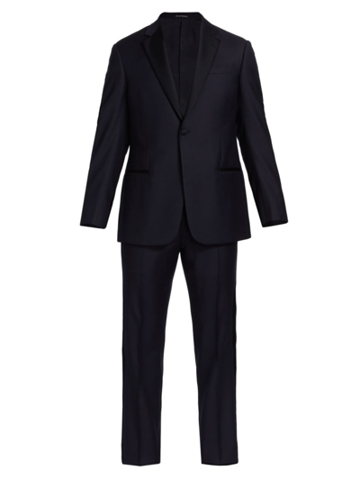 Emporio Armani Single-button Slim-fit Tuxedo In Solid Blue