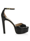 Stuart Weitzman Discoplatform Sandals In Black Patent Leather