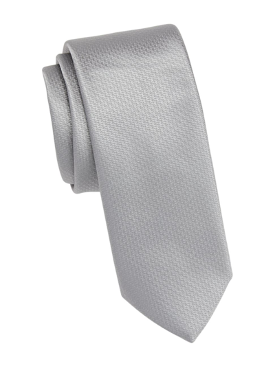 Saks Fifth Avenue Collection Formal Skinny Silk Tie In Silver