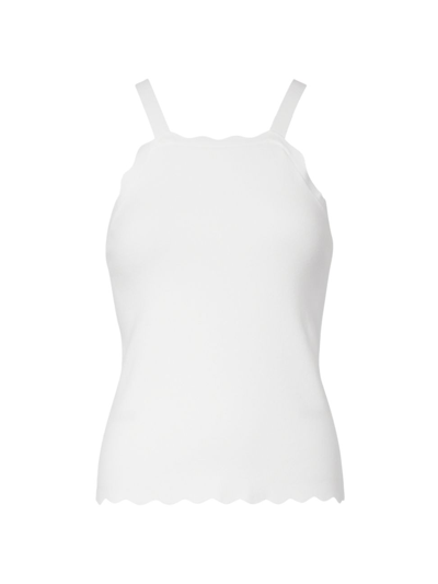 Milly Scalloped Halter Tank Top In Ecru